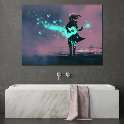 Girl Playing Guitar Canvas Wall Art