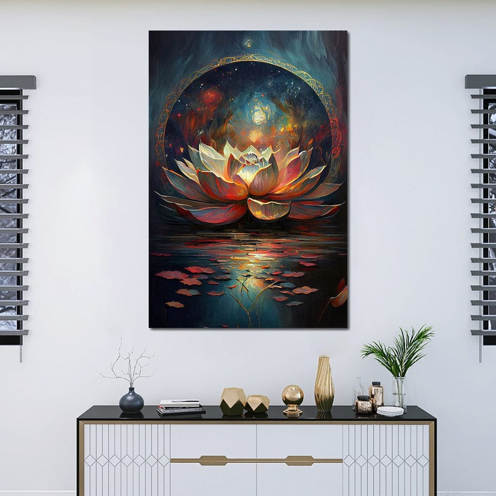 Midnight Lotus Flower Canvas Wall Art