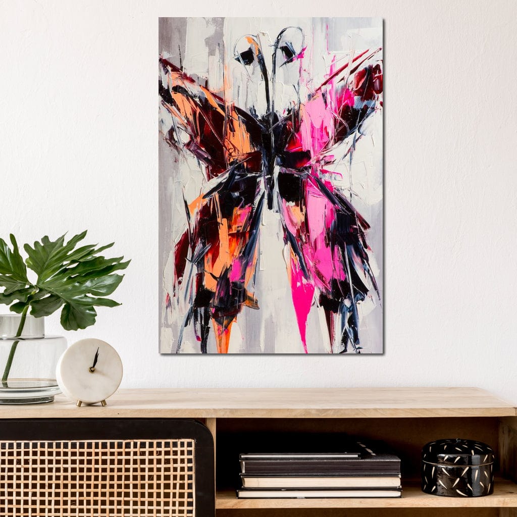 Orange & Pink Butterfly Canvas Wall Art