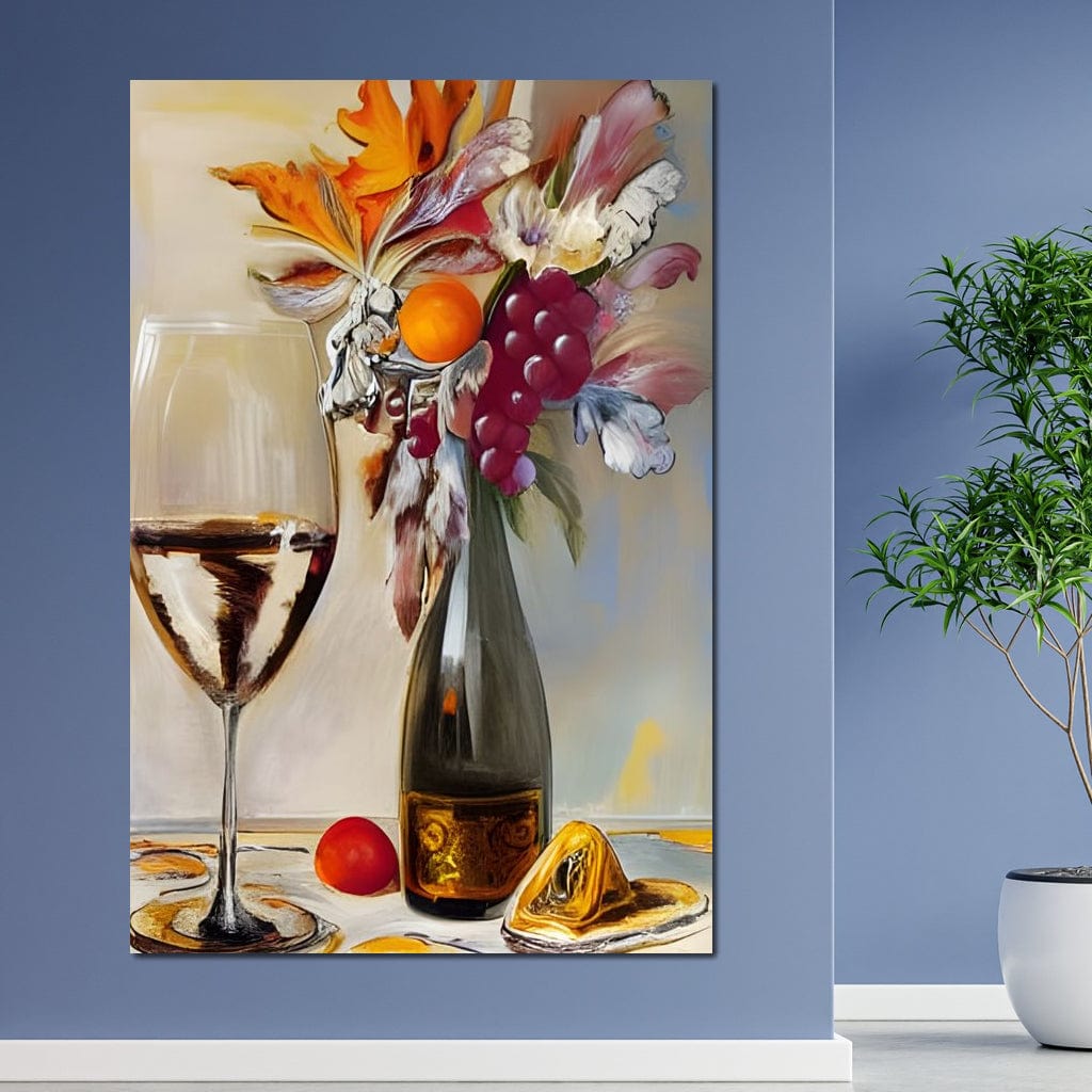 Abstract Wine & Flowers 05 Canvas Wall Art
