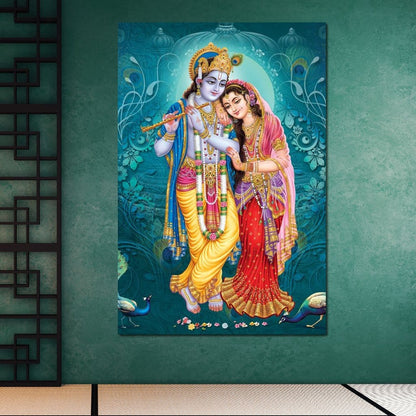 Radha & Krishna Couple Canvas Wall Art