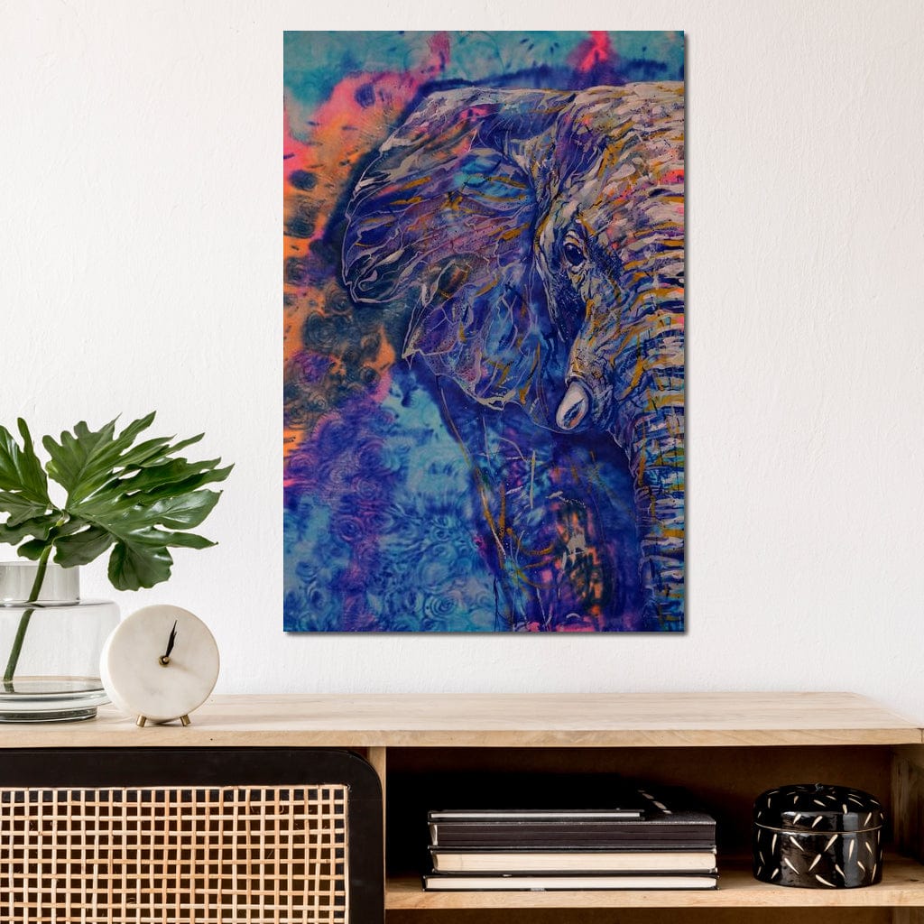 Blue Elephant Canvas Wall Art