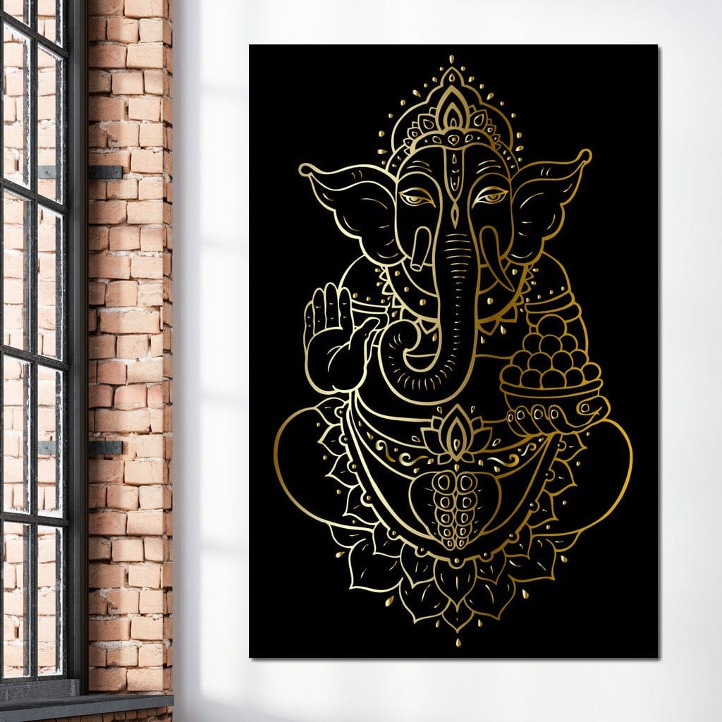 Golden Ganesha Canvas Wall Art