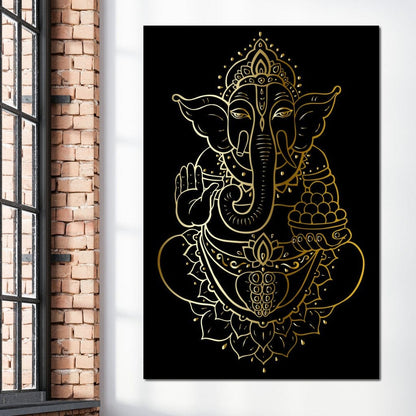 Golden Ganesha Canvas Wall Art