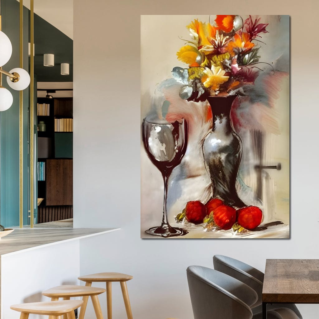 Abstract Wine & Flowers 02 Canvas Wall Art