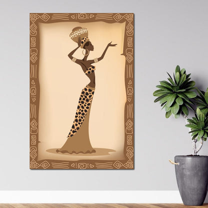 Traditional African Woman With Leopard Dress Canvas Wall Art
