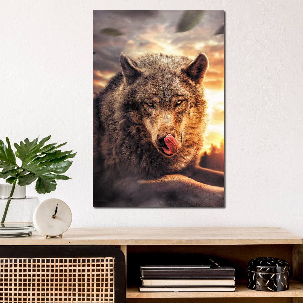 Wolf Sunset Canvas Wall Art