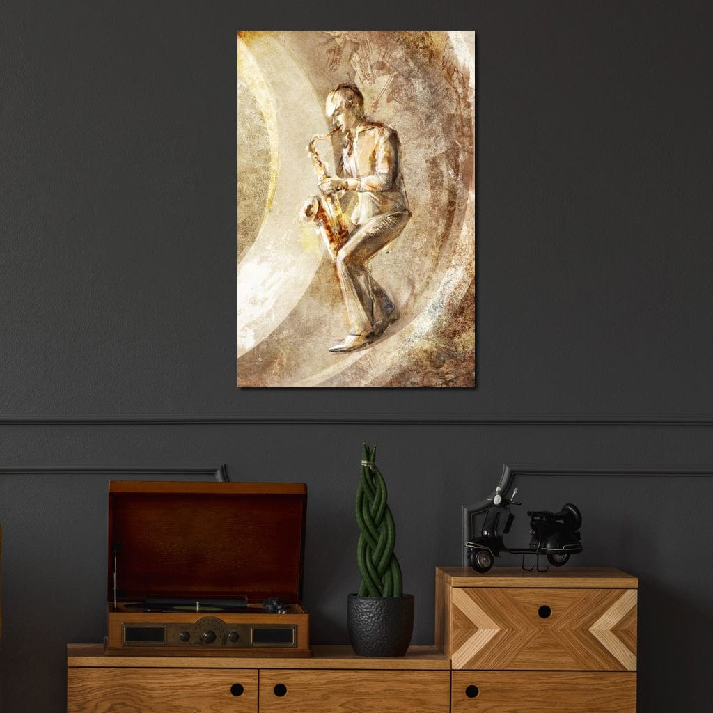 Playing the Saxophone Canvas Wall Art