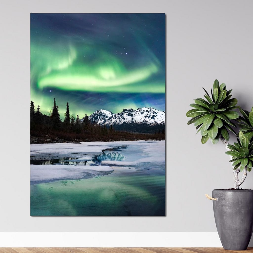 Northern Lights Landscape Canvas Wall Art