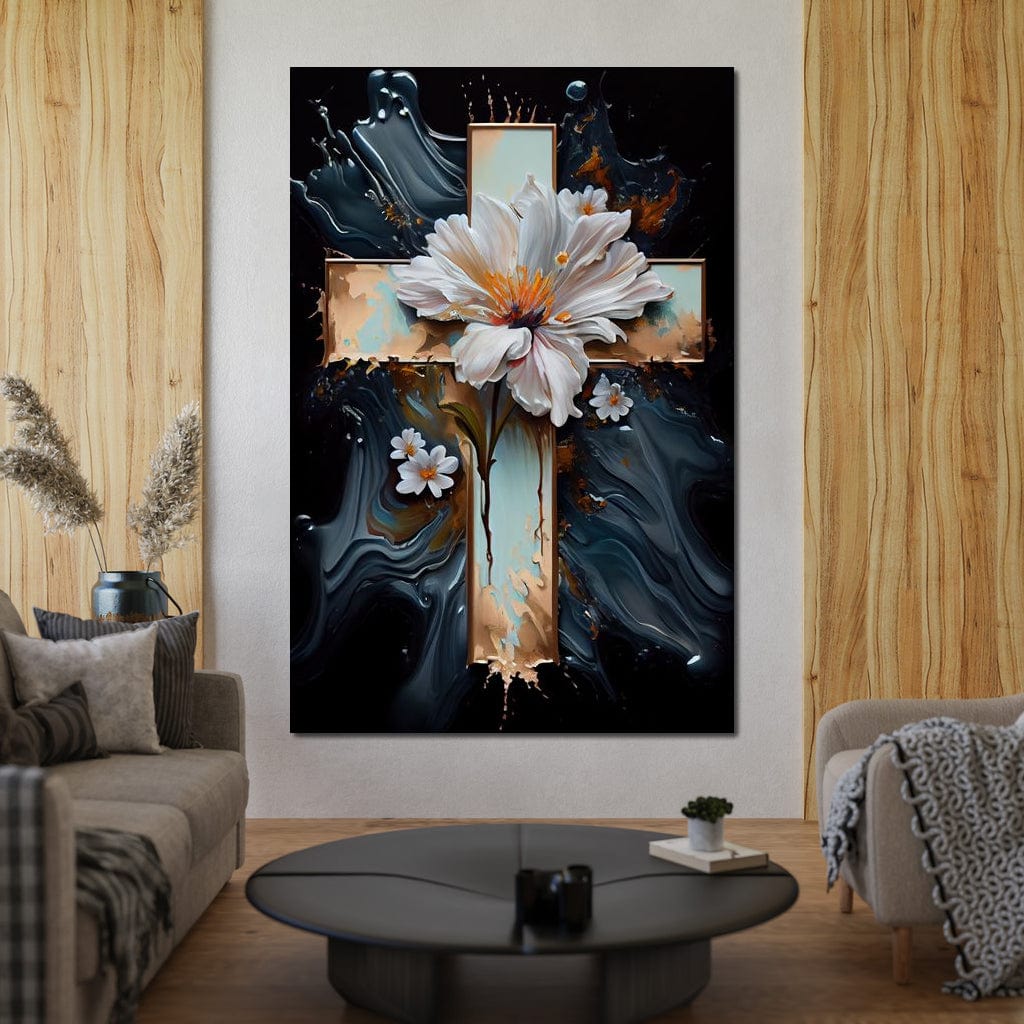 Floral Cross 02 Canvas Wall Art