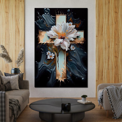 Floral Cross 02 Canvas Wall Art