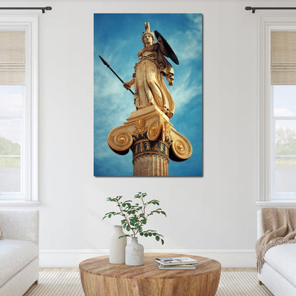 Athena Statue in Athens Canvas Wall Art