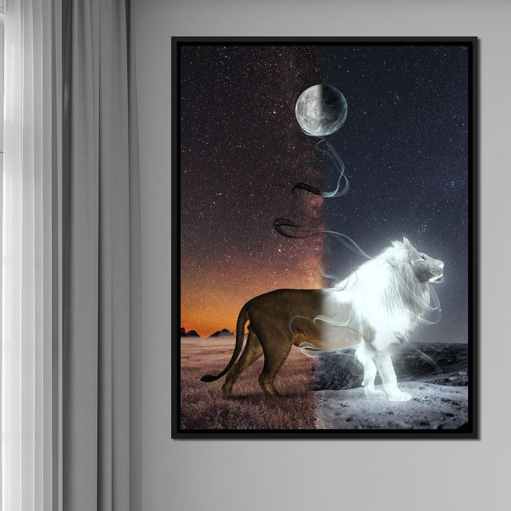 Lion Lune Canvas Wall Art