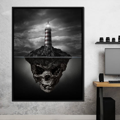 Skull Lighthouse Canvas Wall Art