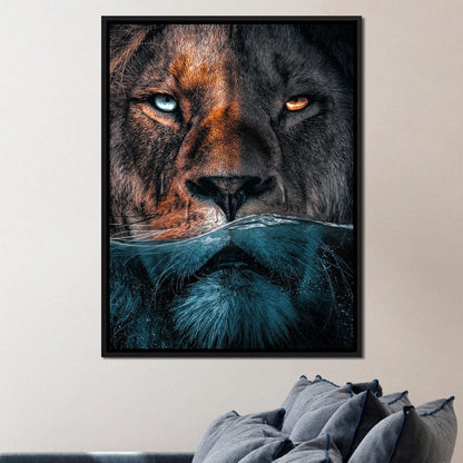 Diving Lion Canvas Wall Art