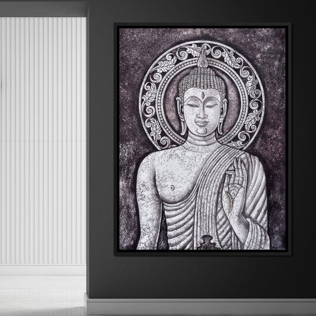 Grey Stone Buddha Canvas Wall Art