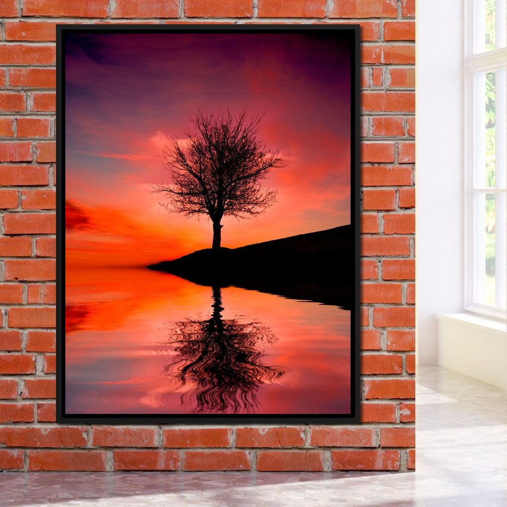 Red Sunset Canvas Wall Art
