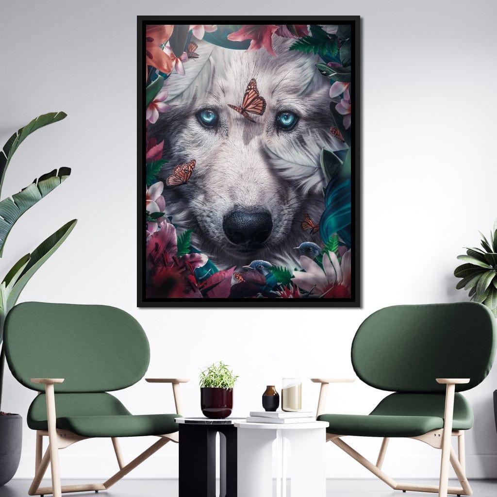 Floral Wolf Canvas Wall Art