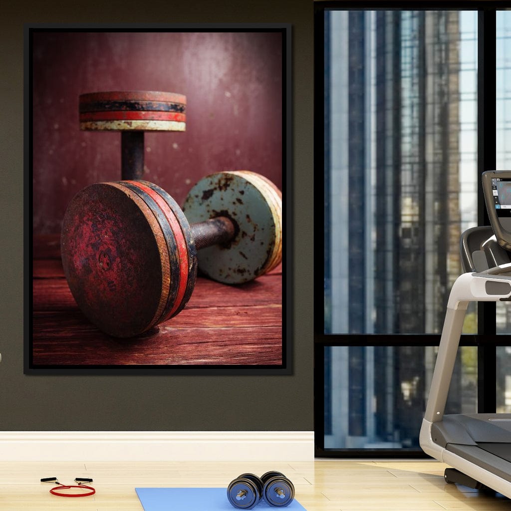 Rusty Dumbbells Canvas Wall Art
