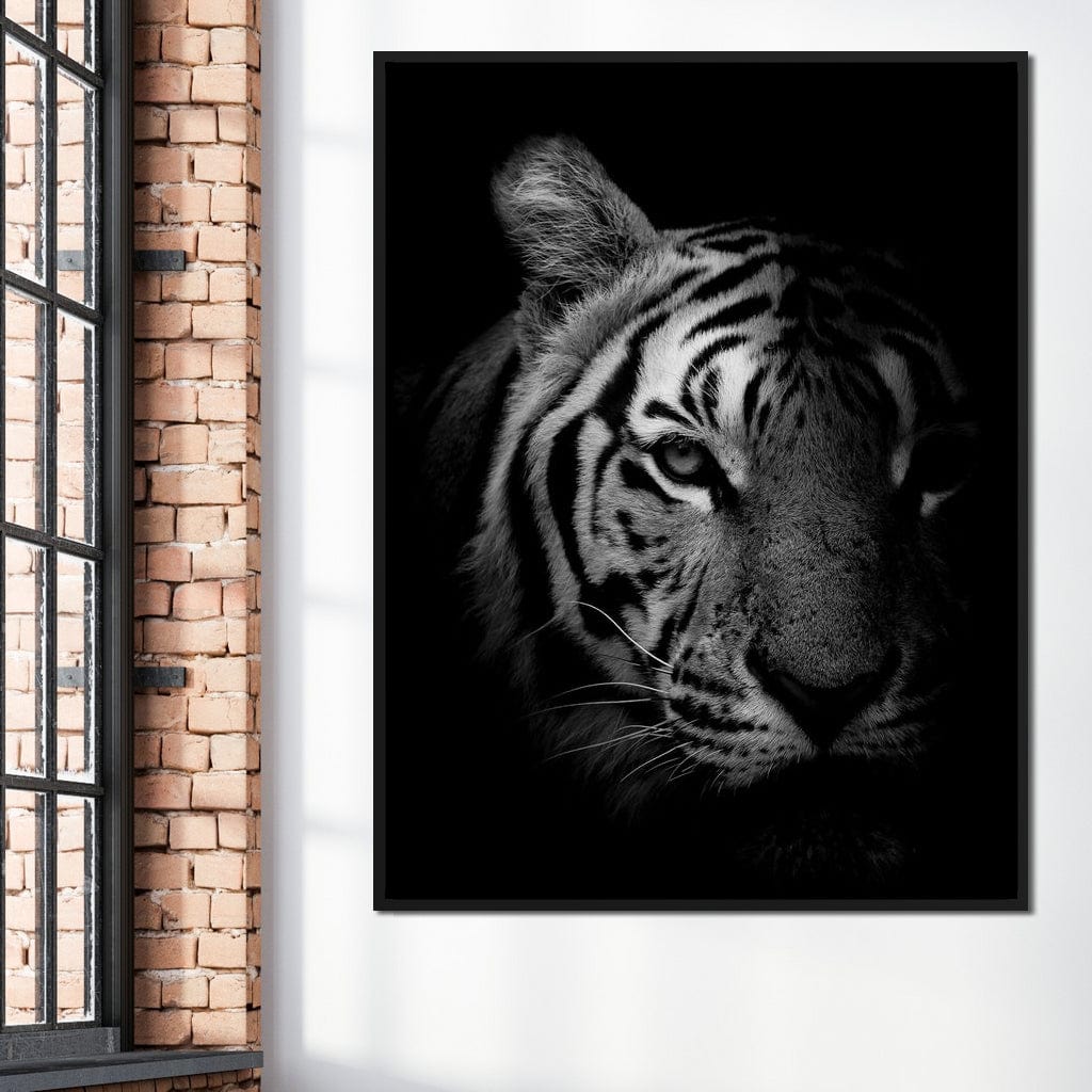 Black and White Fading Tiger Canvas Wall Art