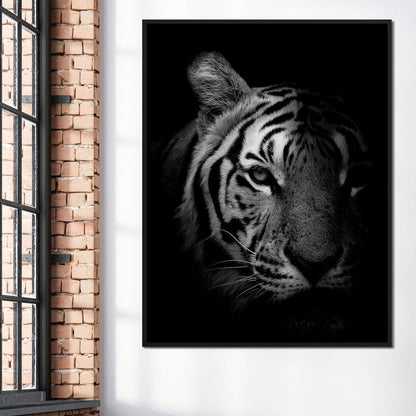 Black and White Fading Tiger Canvas Wall Art