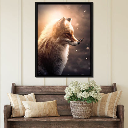 Fox Butterfly Glow Canvas Wall Art