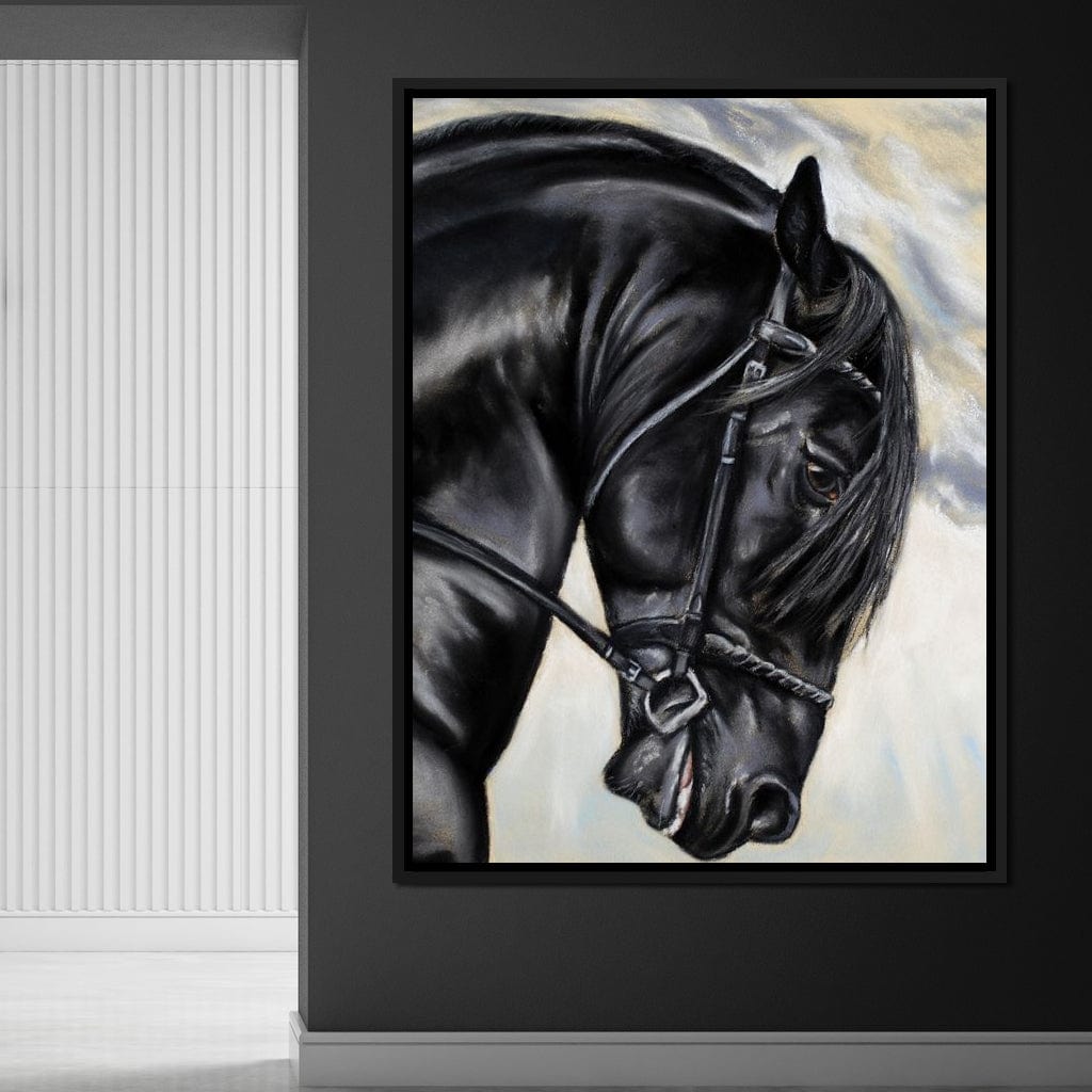 Black Friesian Horse Canvas Wall Art