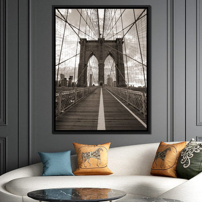 Brooklyn Bridge in Black & White Canvas Wall Art