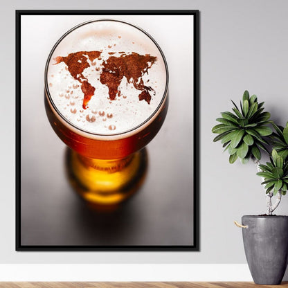 World Map Beer Canvas Wall Art