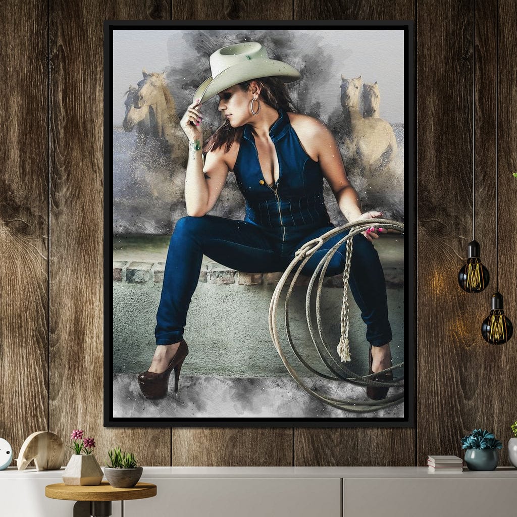 Sexy CowGirl Canvas Wall Art