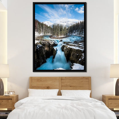 Snowy Sunwapta Falls Canvas Wall Art