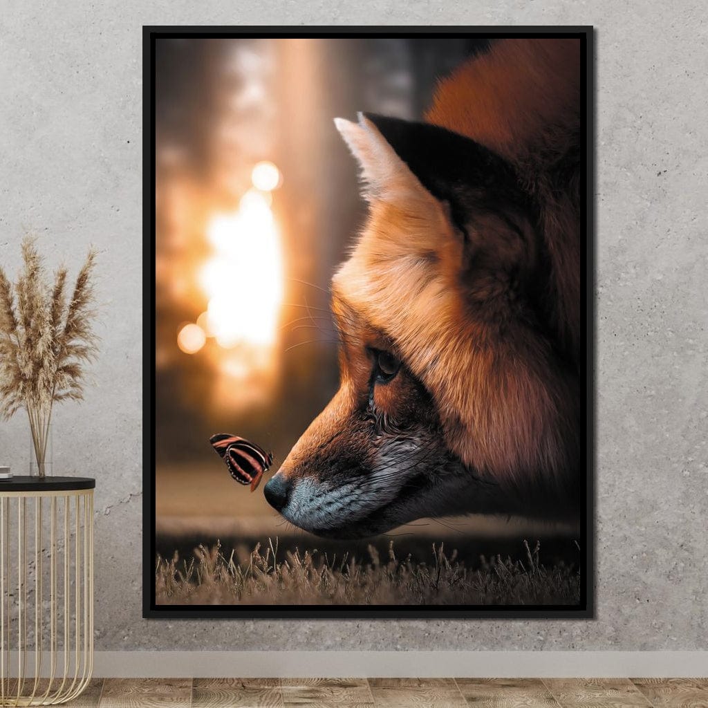 Fox Butterfly Canvas Wall Art