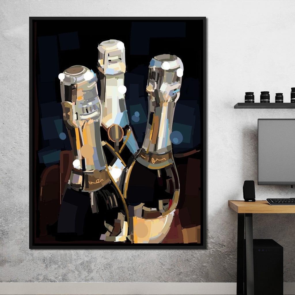 Champagne Bottles Canvas Wall Art