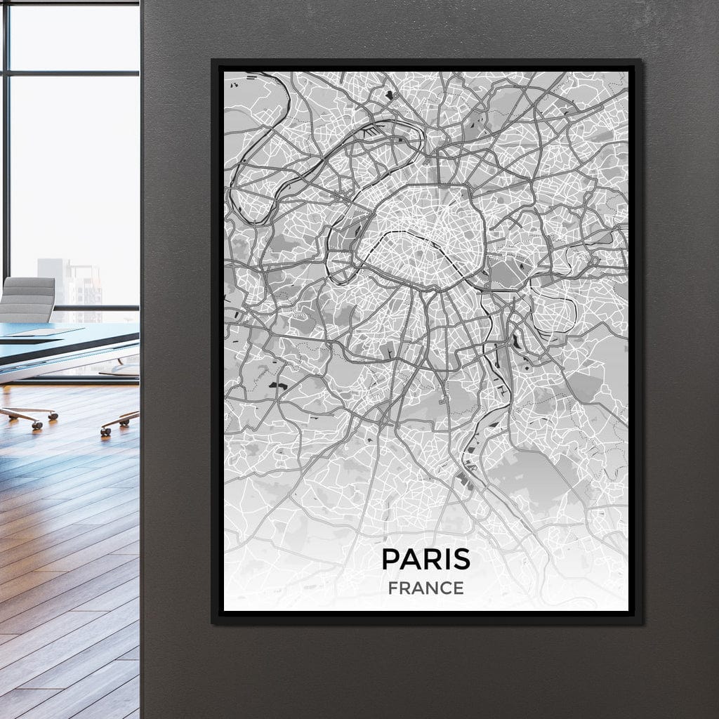 Map of Paris, France Canvas Wall Art