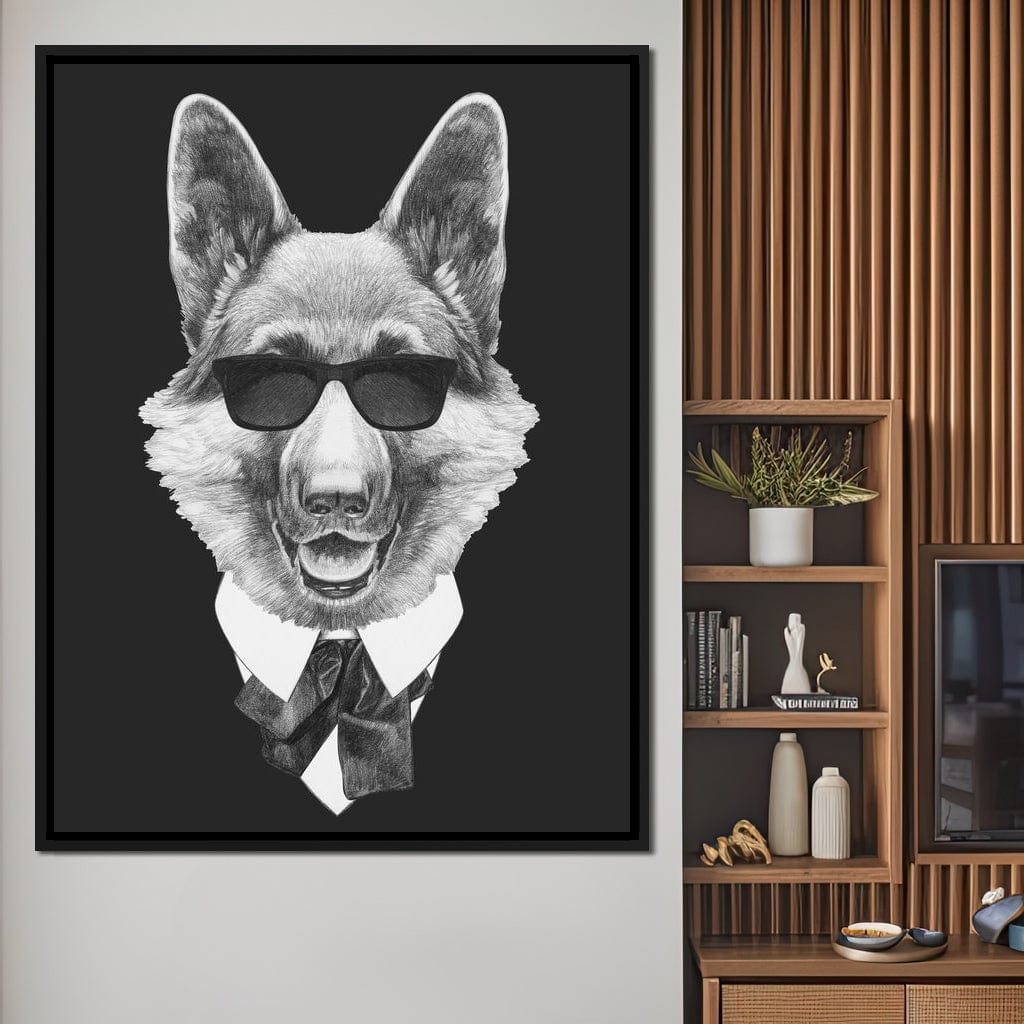 Dressed Up German Shepherd Canvas Wall Art