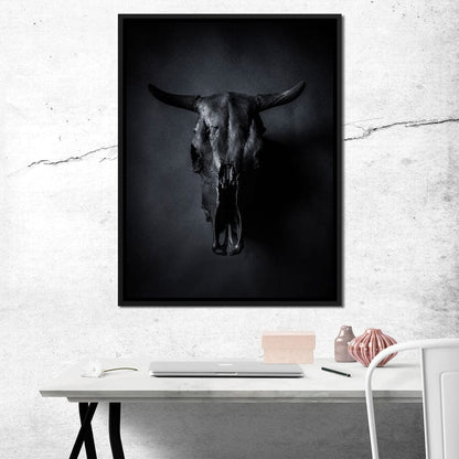 Black Bull Skull Canvas Wall Art