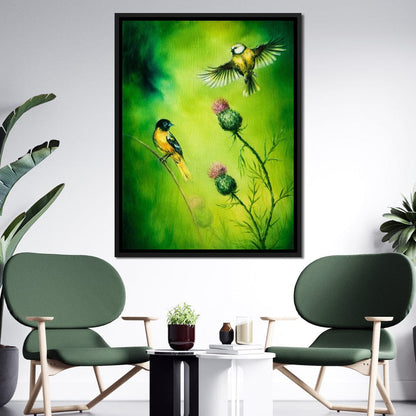 Emerald Songbirds Canvas Wall Art