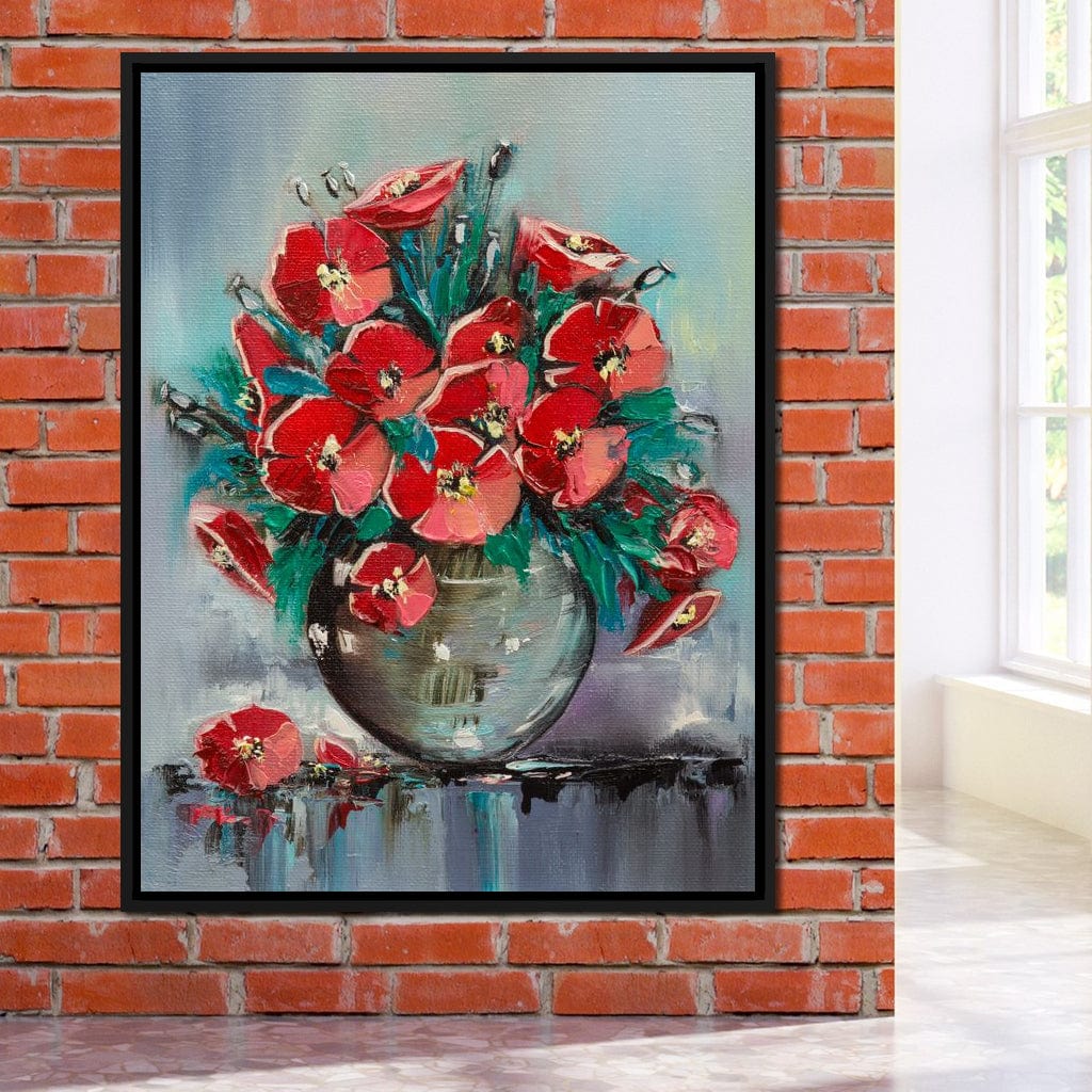 Vase with Poppies Canvas Wall Art