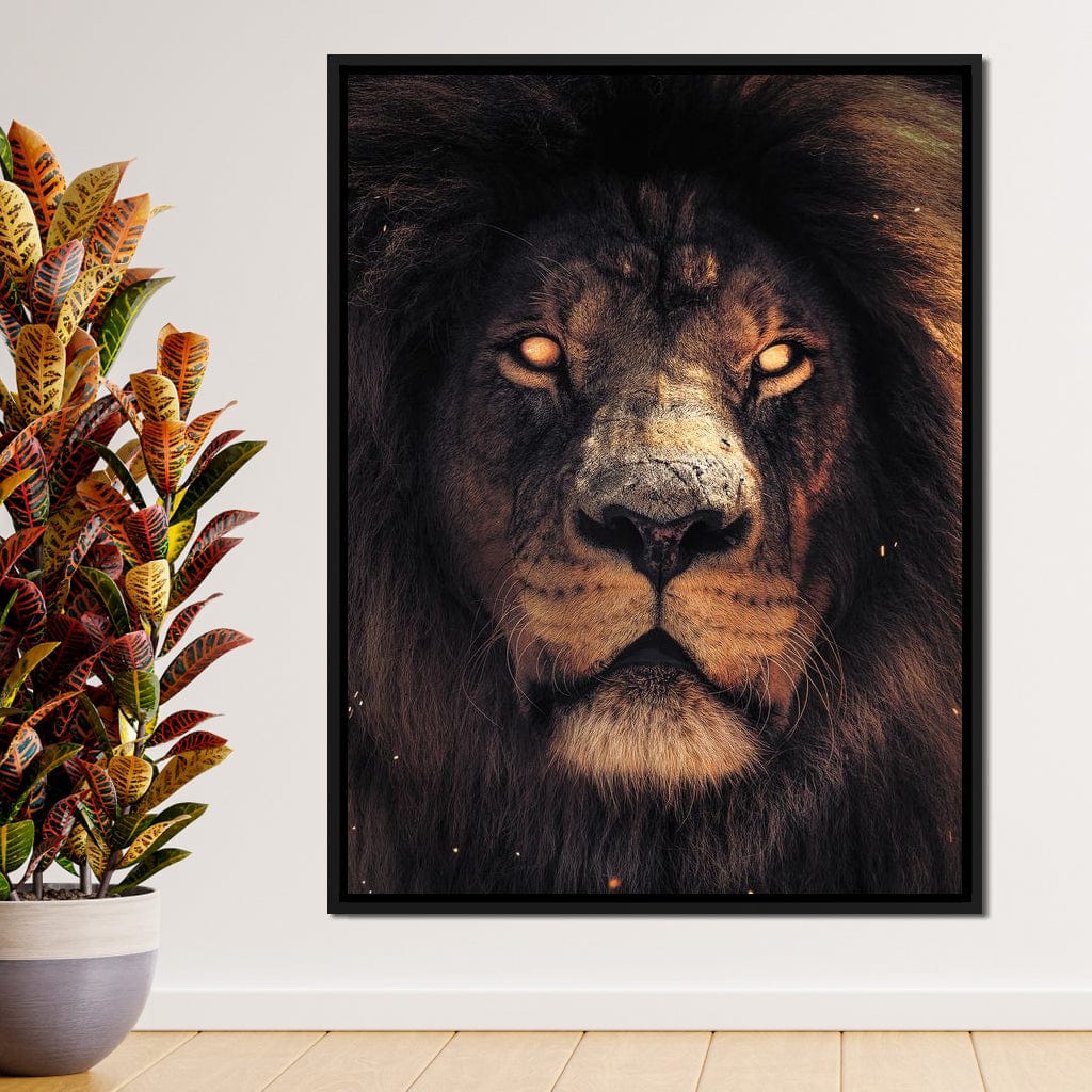 Scary Lion Canvas Wall Art