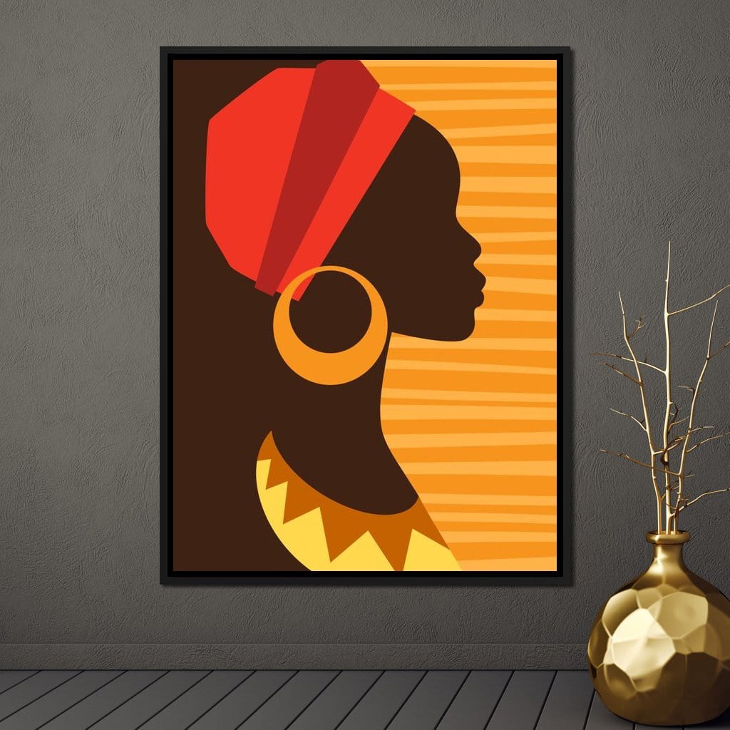 African Woman Profile Canvas Wall Art