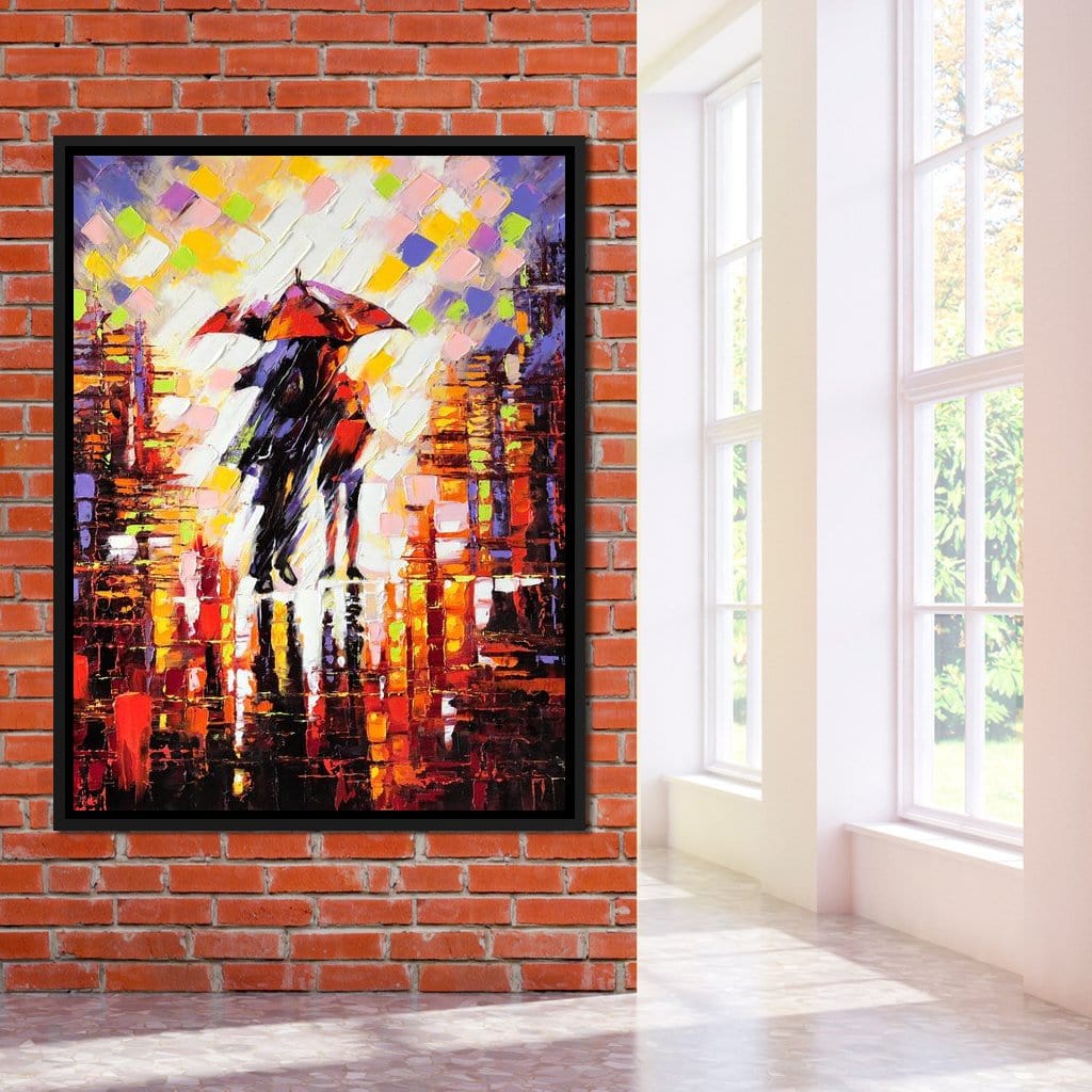 Enamoured Under The Umbrella Canvas Wall Art