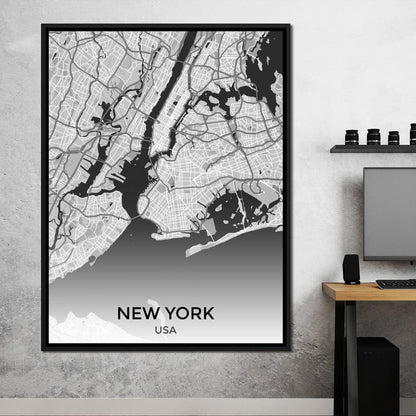 Map of New York City, USA Canvas Wall Art