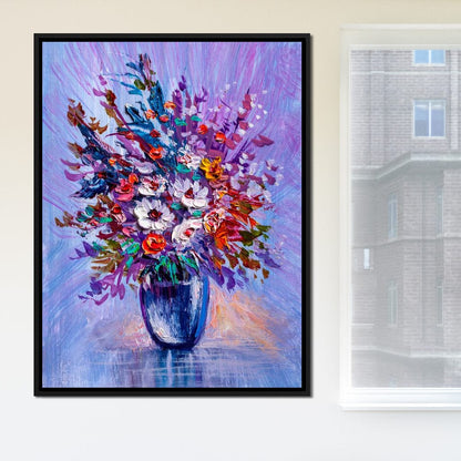 Multicolored Flowers Bouquet Canvas Wall Art