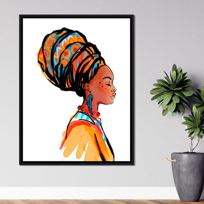 African Woman Turban Canvas Wall Art