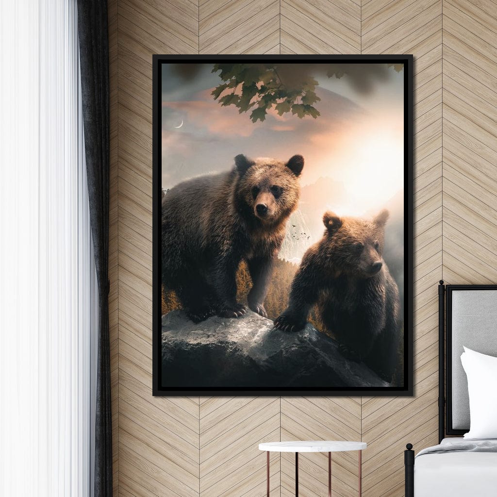 Sunset Bears Canvas Wall Art