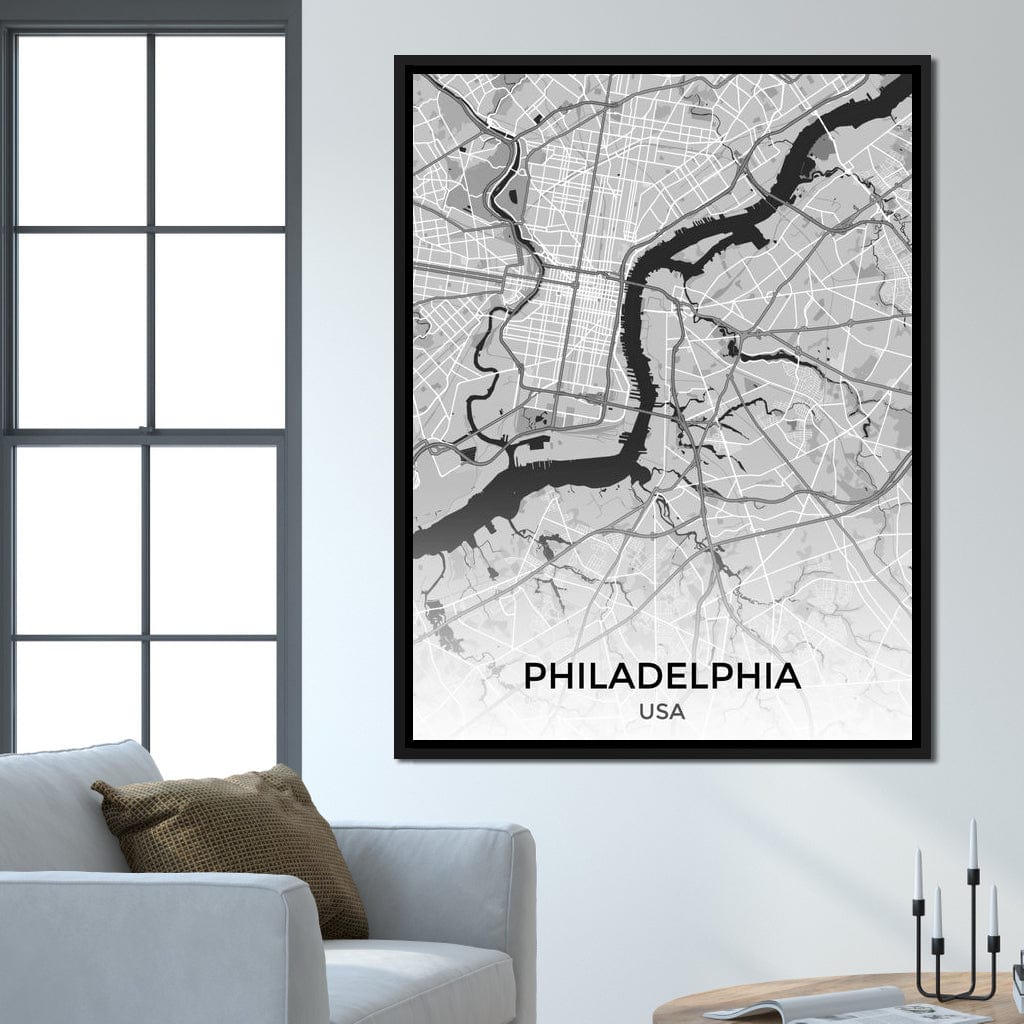 Map of Philadelphia, USA Canvas Wall Art