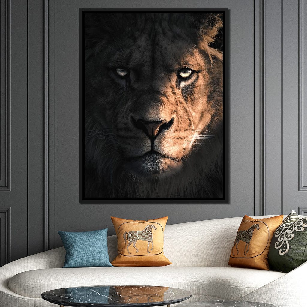 Lion Dark Canvas Wall Art