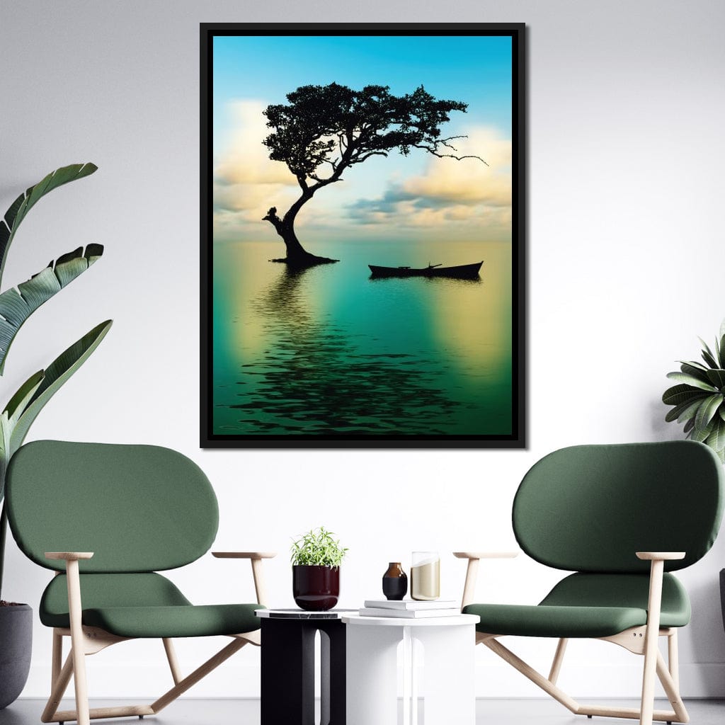 Cyan Tree Canvas Wall Art