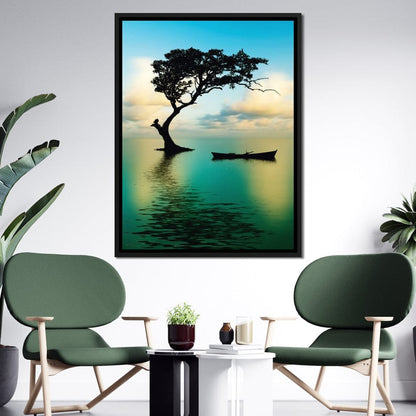 Cyan Tree Canvas Wall Art