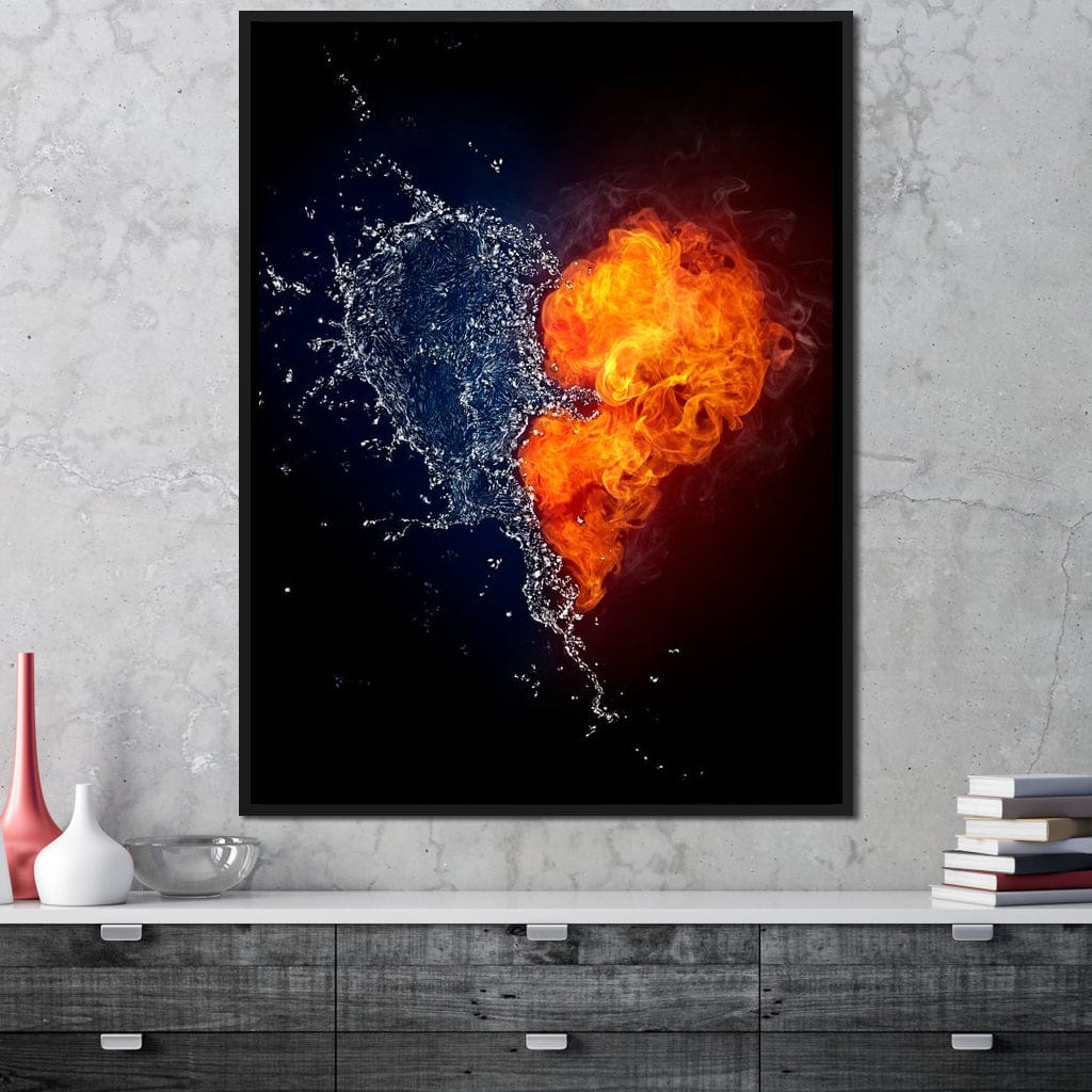 Fire and Water Love Canvas Wall Art